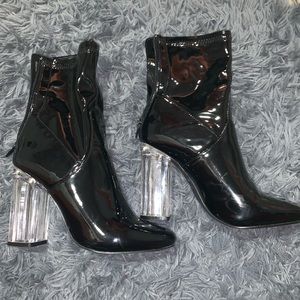 Black Lucite Heel Boots